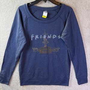 Friends Raglan Long Sleeve Shirt Womens Medium Blue Graphic Instant Message NEW
